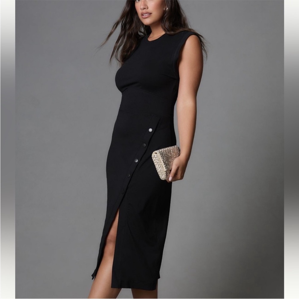 Anthropologie Grey State Ciara Midi Black Sleeveless Dress
